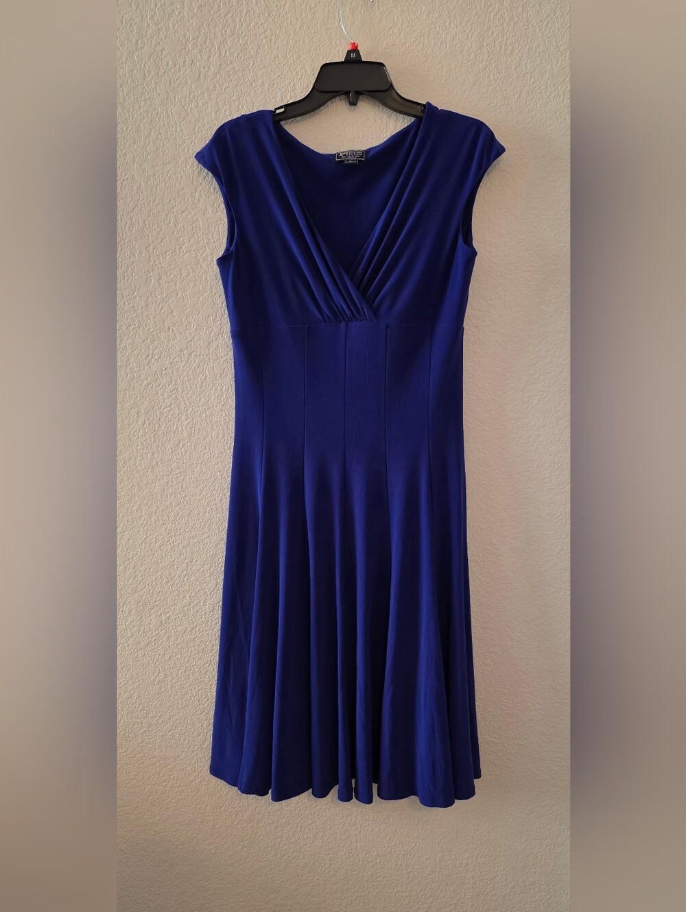 Classic V-Neck Cap Sleeve Dress - Royal Blue